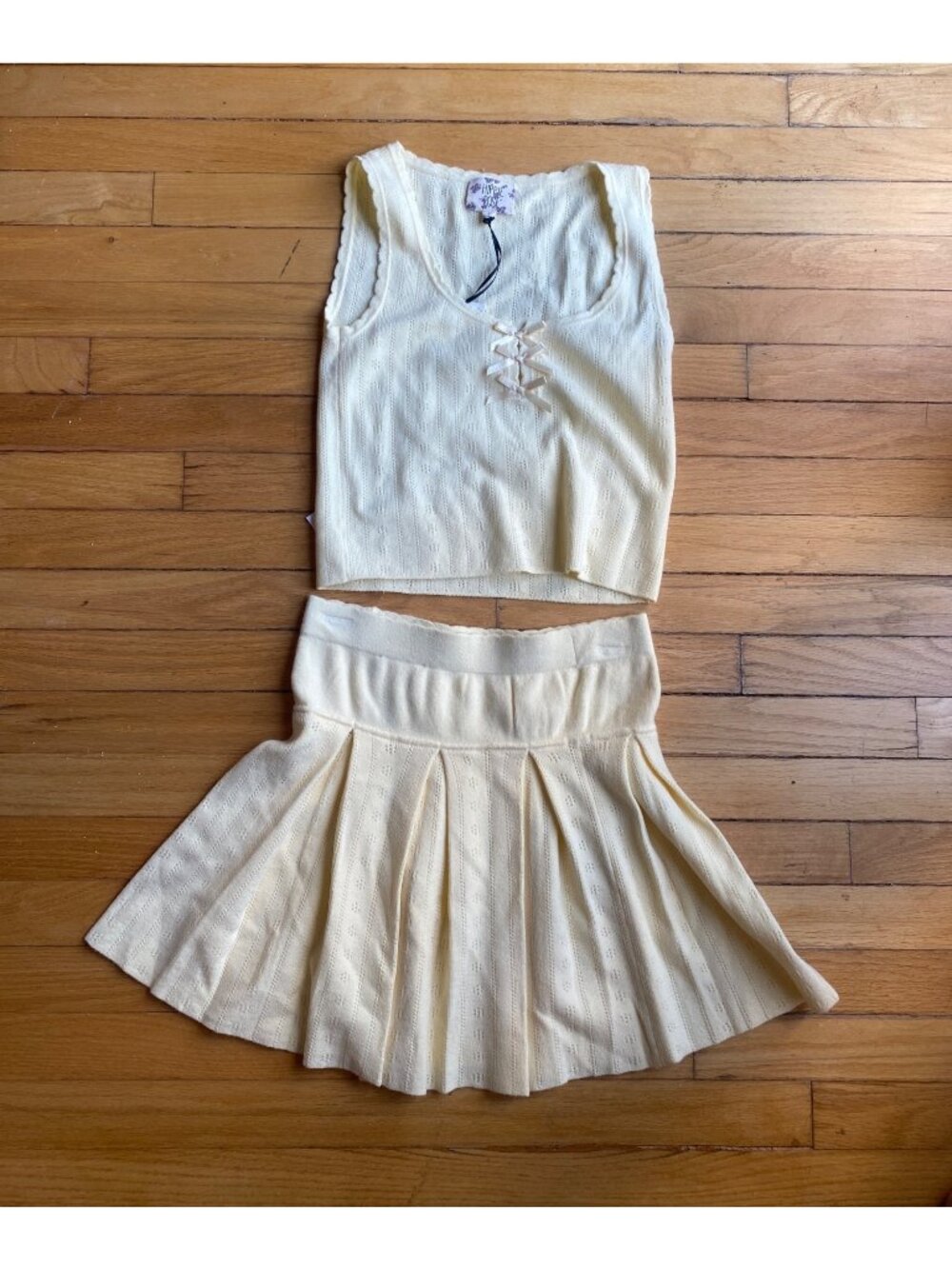 Hippie Rose Suncatcher Yellow Knit Tank & Skirt 2-Piece Set Size small
